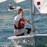 Winner, Erika Reineke of Boston College leads the fleet of sailors downwind during the 2012 ICSA/LaserPerformance Singlehanded Championship.